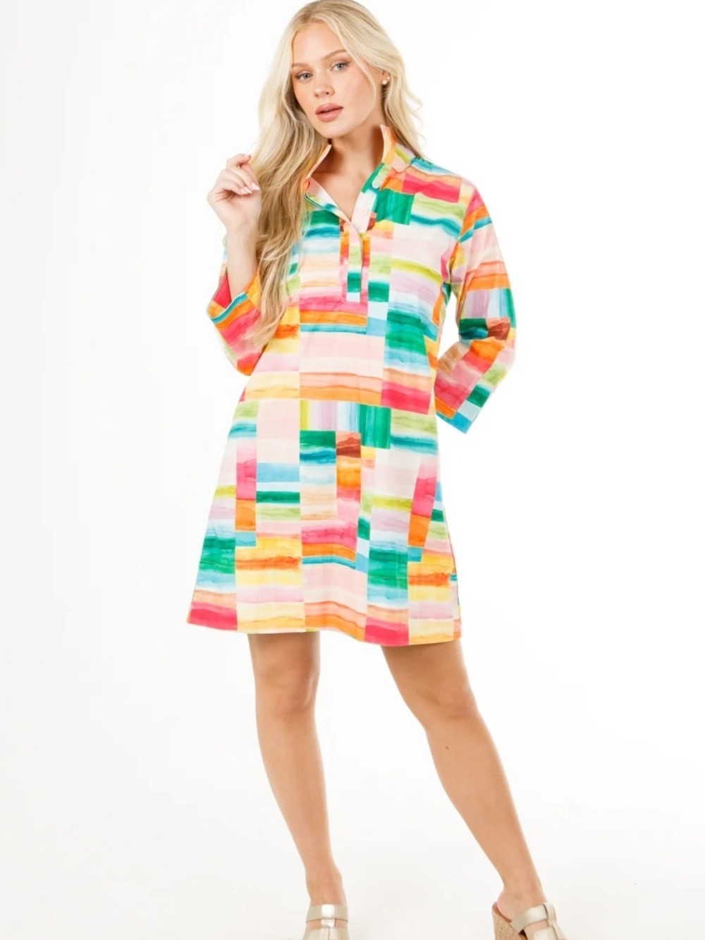 Holly Shae S/M Multicolor Brushstroke Dress - Vibrant Print NWT PTP 21